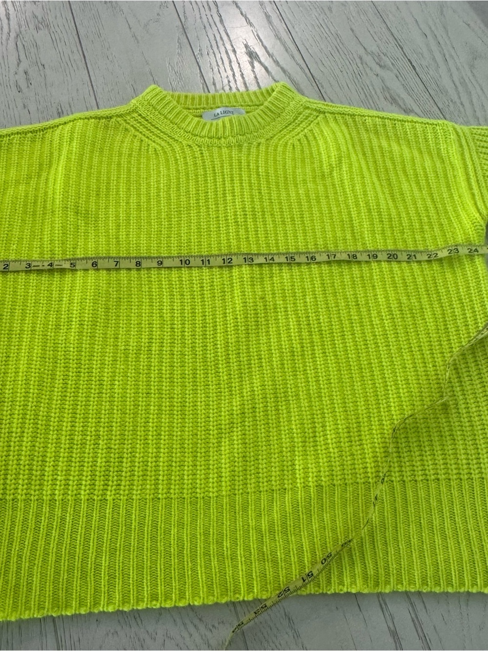 La Ligne Neon Lime Ribbed Crewneck Sweater - Picture 5 of 12